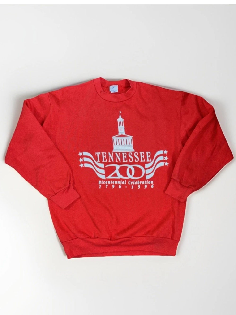 Vintage Tennessee Sweatshirt Mens Large Red Bicentennial Celebration 1796-1996